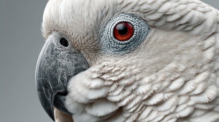 Fototapeta premium Close-up avian portrait of a pale cockatoo's facial features