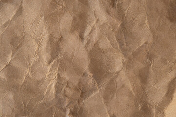 Close-up of the texture of corrugated brown kraft organic paper