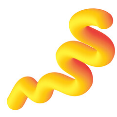 A vibrant, flowing, three-dimensional tube with a gradient of yellow to orange, curving in a serpentine shape against a white background.