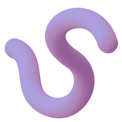 A smooth, rounded, light purple, three-dimensional shape resembling a stylized "S" curve against a white background.