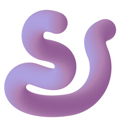 Abstract purple 3D shape resembling a stylized letter S or a flowing ribbon.