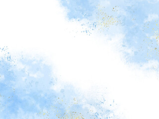 Pastel blue watercolor abstract background. wedding invitation designs or card templates for greetings or invitations on valentines Day. watercolor paint brush glitter gold for wedding elements.