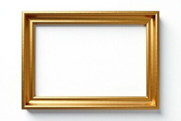 Elegant gold rectangle frame isolated on white , golden frame, border, photo frame