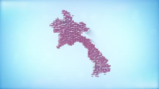 Laos Flags zooming in and Forming the country border map intro which is useful for news, political events, sports intros and presentation.