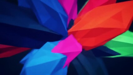 Abstract colorful geometric 3D background with vibrant triangles and shapes. - Powered by Adobe