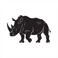 Fototapeta premium Black rhinoceros profile walking with horn and ears visible animal wildlife