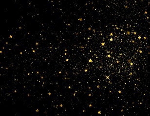Gold stars scattered on a black background