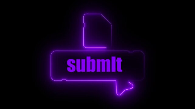 Neon Purple Submit Button Icon with File Upload Symbol Animated Glowing Abstract Background for