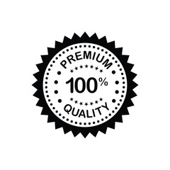 Stylish black premium label badge with 100 percent guarantee