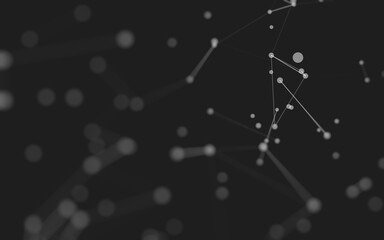 Fototapeta premium Abstract background. Molecules technology with polygonal shapes, connecting dots and lines. Connection structure. Big data visualization.