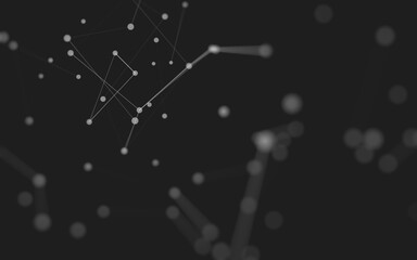 Abstract background. Molecules technology with polygonal shapes, connecting dots and lines. Connection structure. Big data visualization.