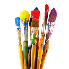 Colorful paintbrushes clustered together