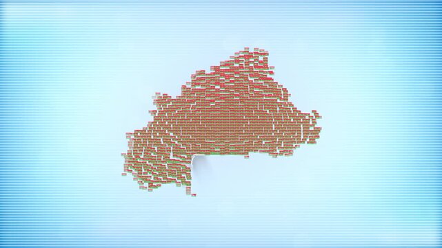 Burkina Faso Flags zooming in and Forming the country border map intro which is useful for news, political events, sports intros and presentation.