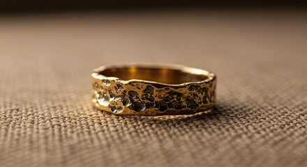 Gold textured ring jewelry fashion accessory stylish band hammered metal design wedding engagement anniversary 10k 14k