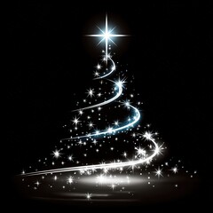 A beautifully illuminated christmas tree stands tall against a dark background twinkling with a cascade of shimmering stars and sparkles embodying the joy of the holiday season