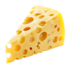 Close-up of a triangular wedge of cheese