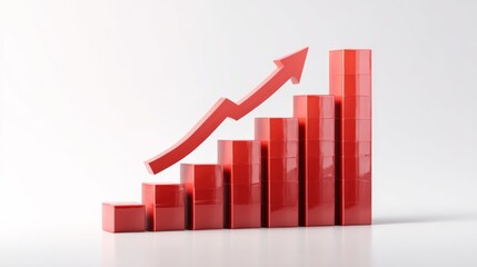 Red bar graph illustrating growth