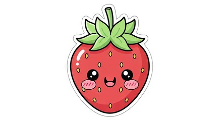 Obraz premium A cartoon strawberry with a cute face