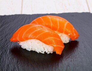 신선한 연어초밥 클로즈업 Fresh Salmon Sushi Close-Up