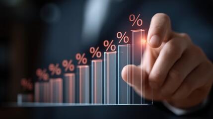 Hand touching increasing percentage graph