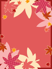 華やかで優雅な和風の秋の背景・縦型のテンプレート素材