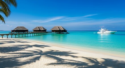Obraz premium Luxury Overwater Bungalows Yacht Escape Tropical Getaway