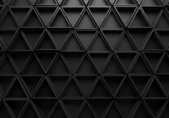 Photo of a striking abstract geometric pattern featuring a repeating tessellation of dark triangles, creating a modern and minimalist textured background with a sense of depth and precision
