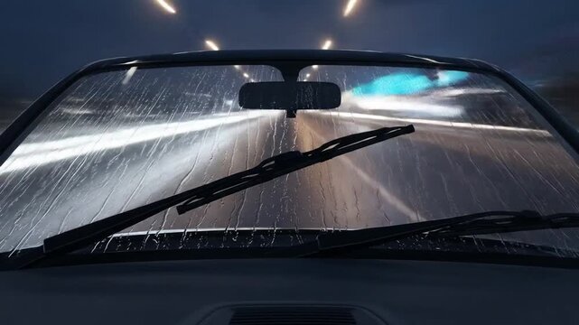 Driving in Rain: Windshield Wipers in Motion