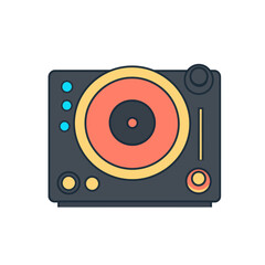 Obraz premium The dj turntable modern illustration and dj turntable icon make for a perfect simple illustration, suitable for use in dj turntable logos and icons