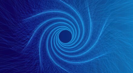 Of abstract blue geometric network with glowing connections and points, representing futuristic technology and data flow