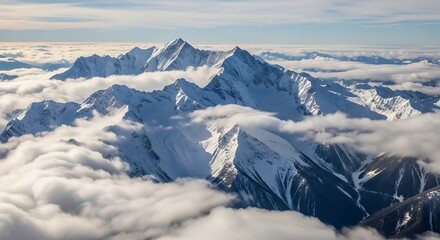 Majestic Snow-Capped Mountains Above the Clouds
