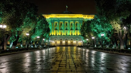 Night Illumination of Tashkent's Architectural Gem