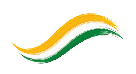 Stylized Indian flag design with flowing textured brush strokes of saffron white and green. Vector Illustrations. EPS Editable