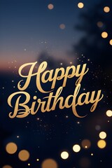 Fototapeta premium AI Generative. Elegant Happy Birthday Greeting with Golden Sparkles. 4