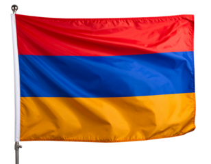Armenia National Flag Waving with Natural Fabric Flow, Front View, Isolated on Transparent Background