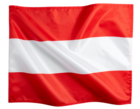  Folded Austrian Flag with Soft Wrinkles and Fabric Texture, Top-Down View, Isolated PNG - Powered by Adobe