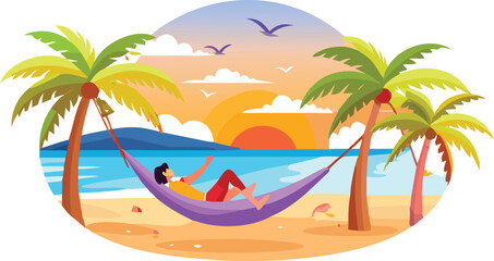 summer vacation on the beach relax palm tree