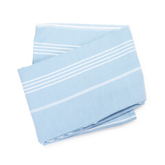 One folded beach towel isolated on white, top view