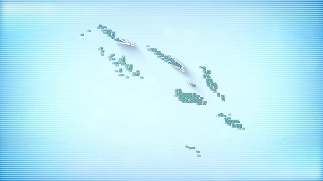 Solomon Islands Flags zooming in and Forming the country border map intro which is useful for news, political events, sports intros and presentation.