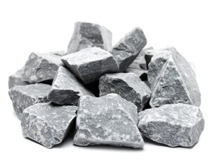 Gray stones piled on a white background