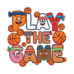 Playful Cartoon Characters Promoting Team Spirit in Basketball Game Design