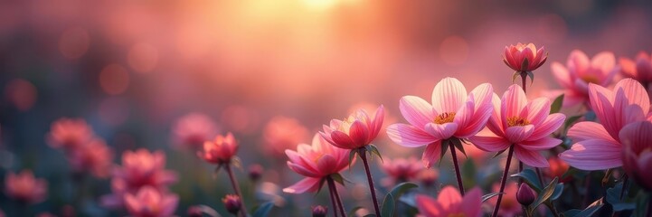 Obraz premium Shimmering floral bokeh, flowing forms, tranquil landscape, natural contours, nature, vibrant, close-up