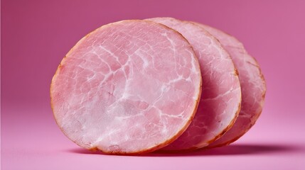 Sliced pink ham close up