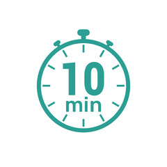 10 minute Timer, clock, icon vector stopwatch isolated icons.