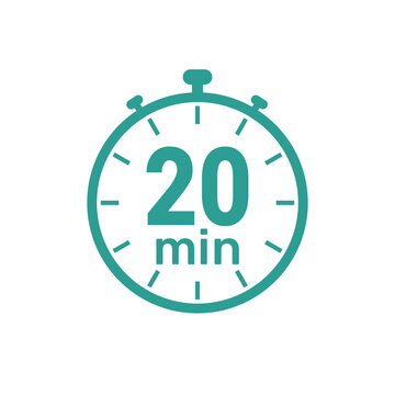 20 minute Timer, clock, icon vector stopwatch isolated icons.