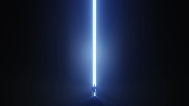 Man in front of the door which opens to heaven world of light - near death experience - 3d illustration