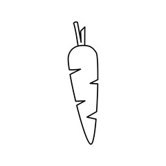 Carrot drawing in black line art style for coloring page sheet.