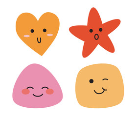 Fun shapes with cartoon faces vector illustration