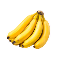 Vibrant yellow banana bunch isolated on black background for food and nutrition concepts