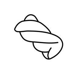 A simple line drawing of a twisted pasta shape, isolated on a white background.
